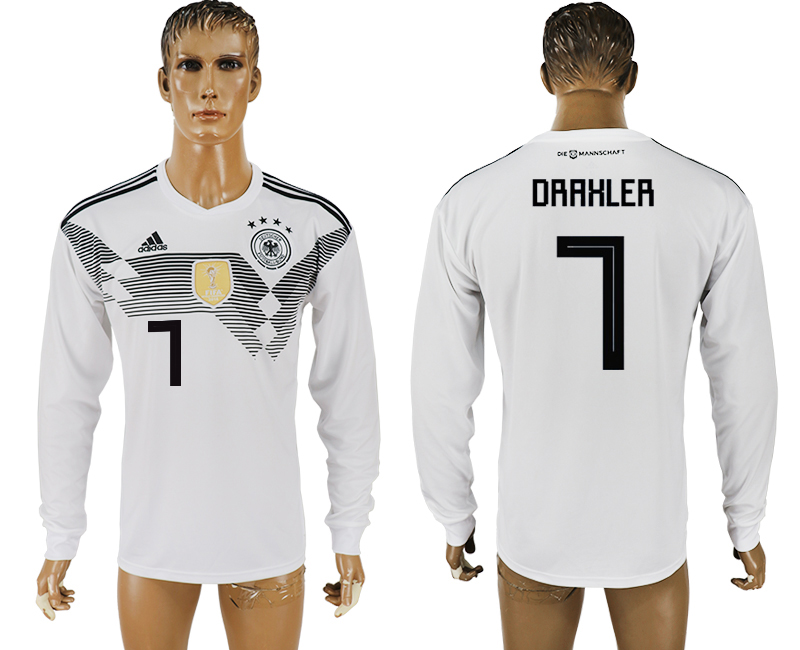 Germany 7 DRAXLER Home 2018 FIFA World Cup Long Sleeve Thailand Soccer Jersey