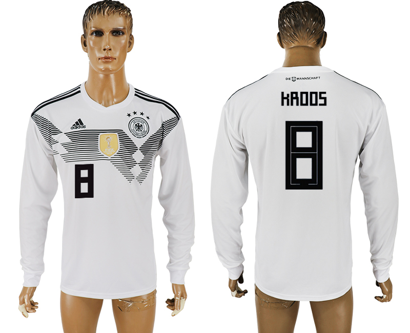 Germany 8 KROOS Home 2018 FIFA World Cup Long Sleeve Thailand Soccer Jersey
