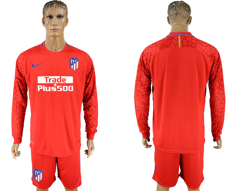 2017-18 Atletico Madrid Red Long Sleeve Goalkeeper Soccer Jersey