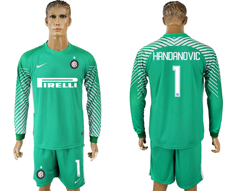 2017-18 Inter Milan 1 HANDANOVIC Green Long Sleeve Goalkeeper Soccer Jersey