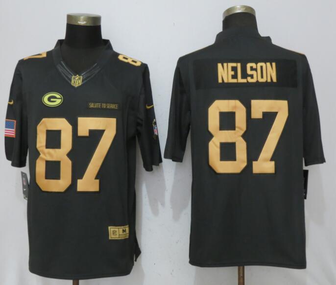 Nike Packers 87 Jordy Nelson Anthracite Gold Salute To Service Limited Jersey
