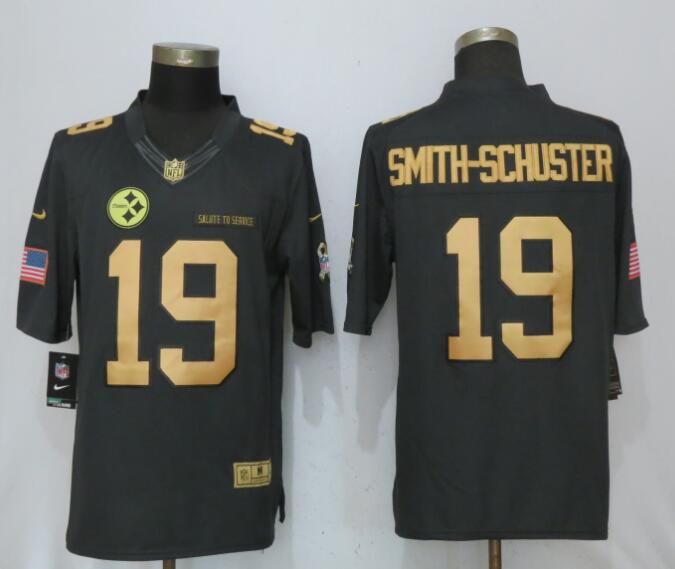 Nike Steelers 19 JuJu Smith-Schuster Anthracite Gold Salute To Service Limited Jersey
