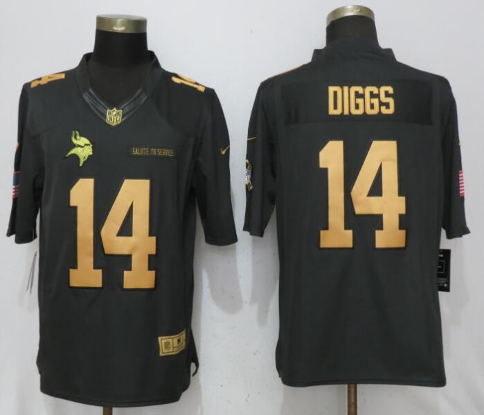 Nike Vikings 14 Stefon Diggs Anthracite Gold Salute To Service Limited Jersey