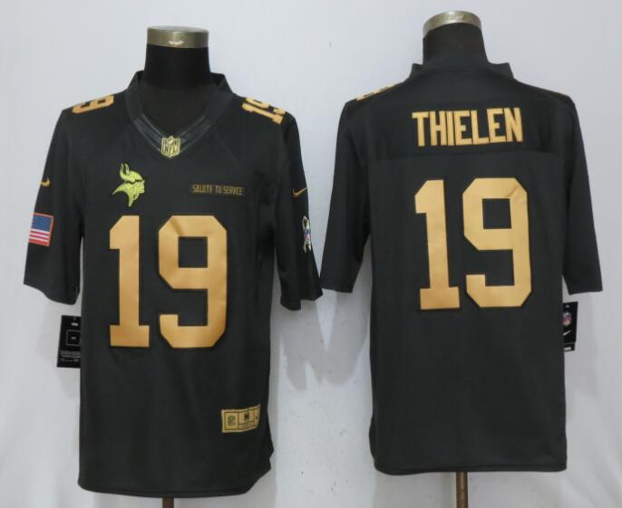 Nike Vikings 19 Adam Thielen Anthracite Gold Salute To Service Limited Jersey