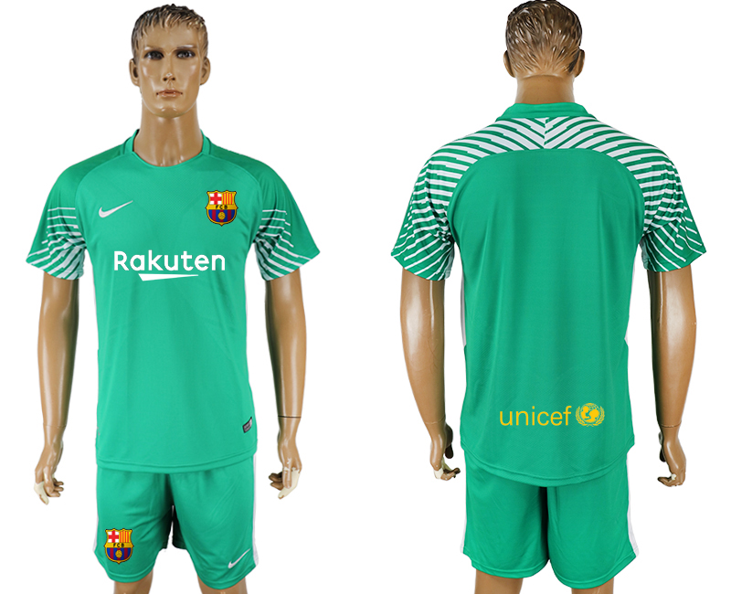 2017-18 Barcelona Green Goalkeeper Soccer Jersey