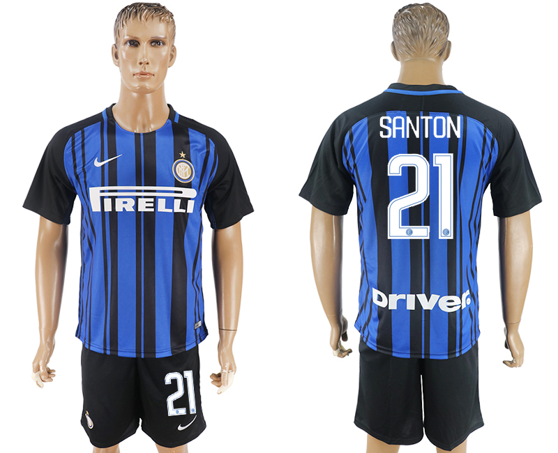 2017-18 Inter Milan 21 SANTON Home Soccer Jersey