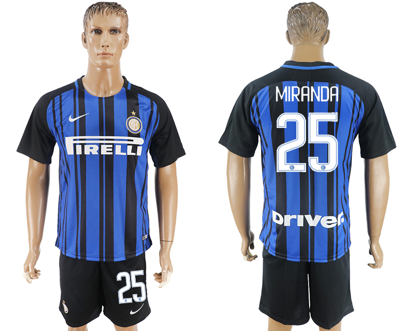 2017-18 Inter Milan 25 MIRANDA Home Soccer Jersey