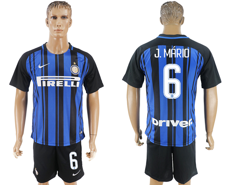 2017-18 Inter Milan 6 J.MARIO Home Soccer Jersey