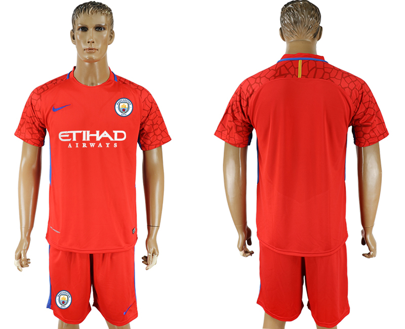 2017-18 Manchester City Red Goalkeeper Soccer Jersey