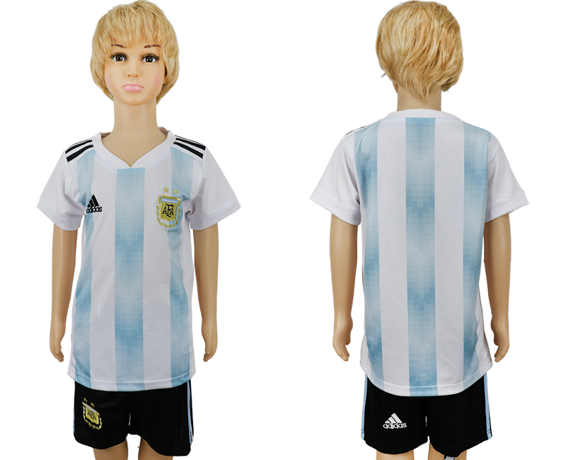 Argentina Home Youth 2018 FIFA World Cup Soccer Jersey - Click Image to Close