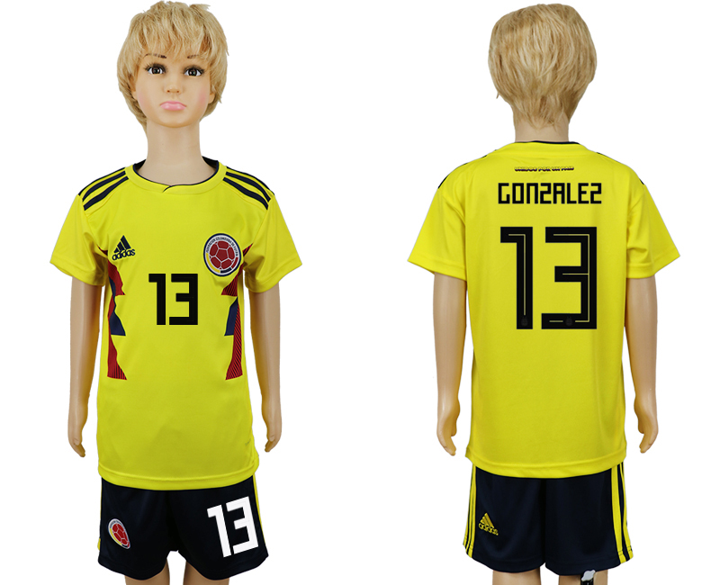 Colombia 13 GONZALEZ Youth 2018 FIFA World Cup Soccer Jersey - Click Image to Close