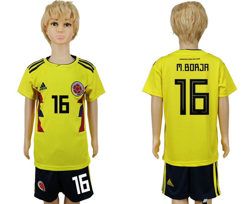 Colombia 16 M.BORJA Youth 2018 FIFA World Cup Soccer Jersey