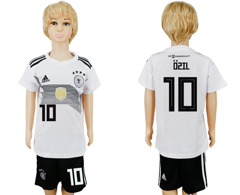 Germany 10 OZIL Home Youth 2018 FIFA World Cup Soccer Jersey