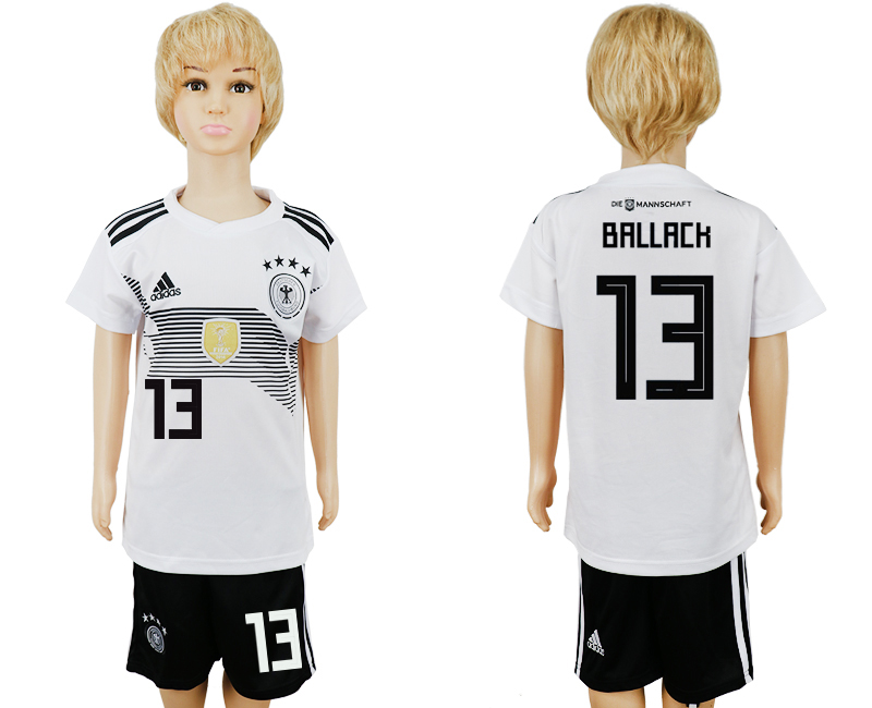 Germany 13 BALLACK Home Youth 2018 FIFA World Cup Soccer Jersey