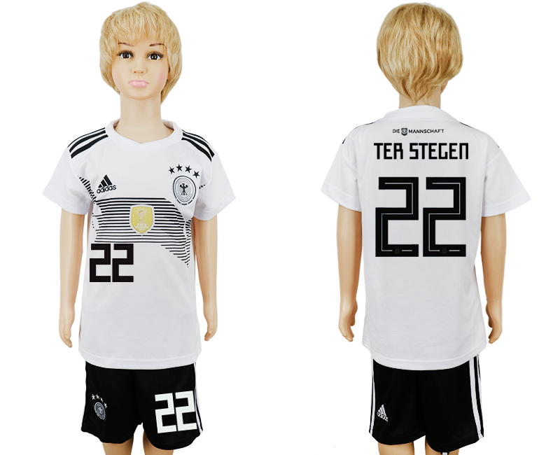 Germany 22 TER STEGEN Home Youth 2018 FIFA World Cup Soccer Jersey - Click Image to Close
