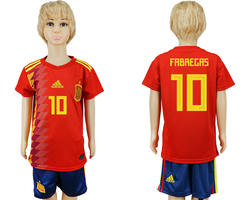 Spain 10 FABREGAS Youth Home 2018 FIFA World Cup Soccer Jersey