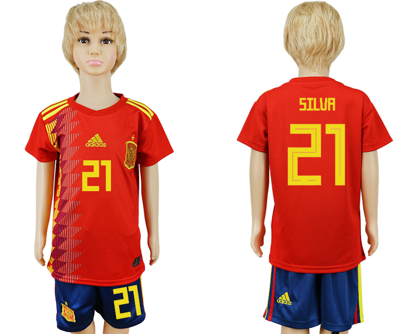 Spain 21 SILVA Youth Home 2018 FIFA World Cup Soccer Jersey - Click Image to Close