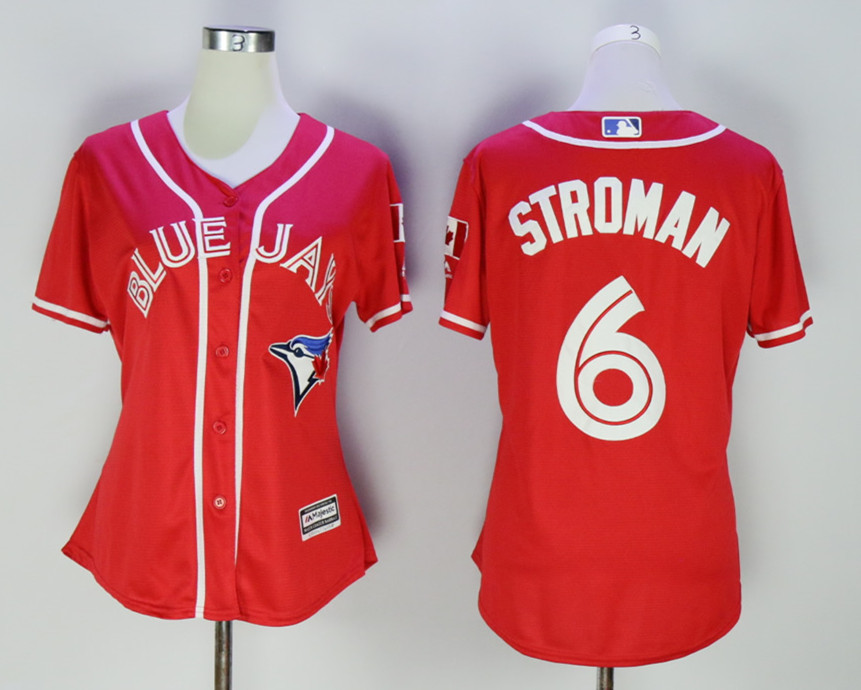 Blue Jays 6 Marcus Stroman Red Women Alternate Cool Base Jersey - Click Image to Close