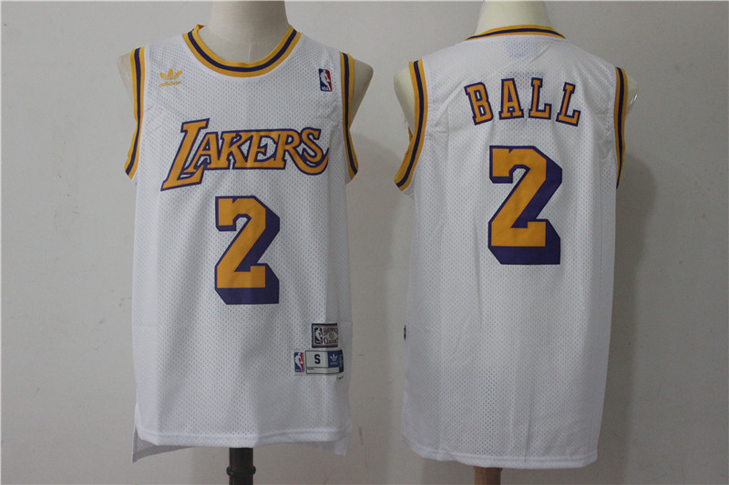 Lakers 2 Lonzo Ball White Hardwood Classics Jersey