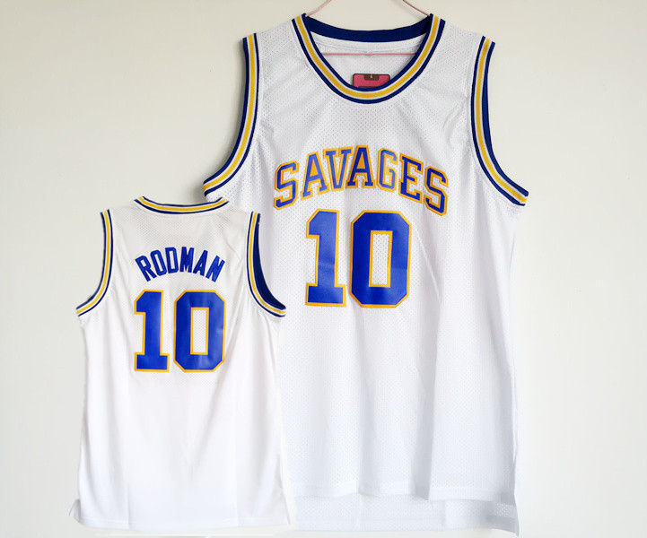 Oklahoma Savages 10 Dennis Rodman White College Mesh Basketball Mesh Jersey