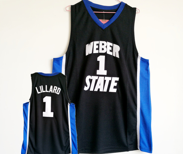 Weber State 1 Damian Lillard Black College Basketball Jersey