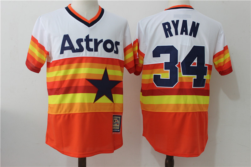 Astros 34 Nolan Ryan Orange Cooperstown Collection Jersey