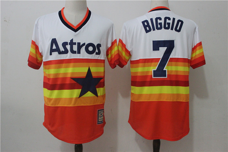 Astros 7 Craig Biggio Orange Cooperstown Collection Jersey