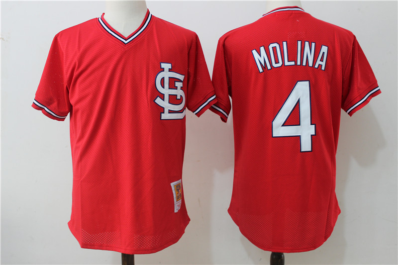 Cardinals 4 Yadier Molina Red Cooperstown Collection Jersey