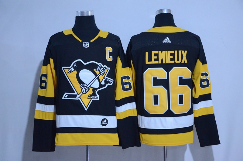 Penguins 66 Mario Lemieux Black Adidas Jersey
