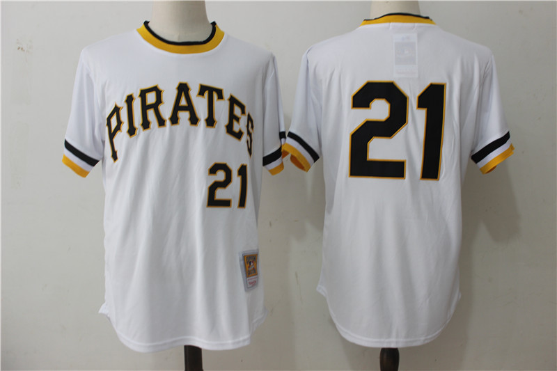 Pirates 21 Roberto Clemente White 1971 Cooperstown Collection Jersey - Click Image to Close
