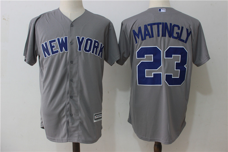 Yankees 23 Don Mattingly Gray Cool Base Jersey - Click Image to Close