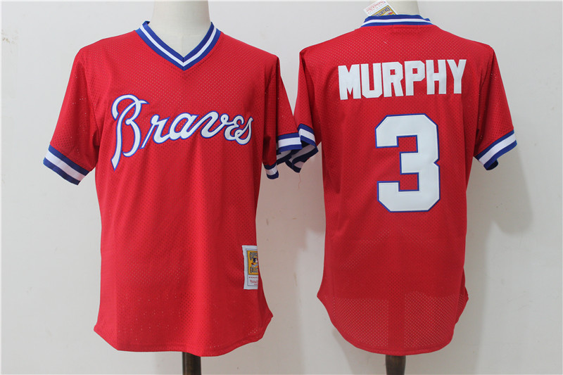 Braves 3 Dale Murphy Red 1980 Cooperstown Collection Jersey