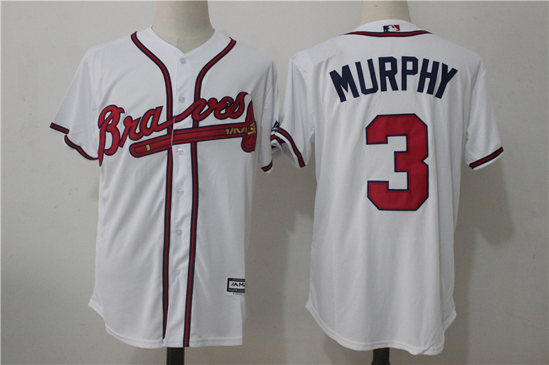 Braves 3 Dale Murphy White Cool Base Jersey - Click Image to Close