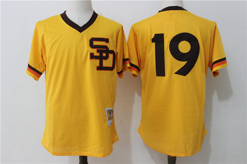 Padres 19 Tony Gwynn Gold 1982 Cooperstown Collection Mesh Batting Practice Jersey - Click Image to Close