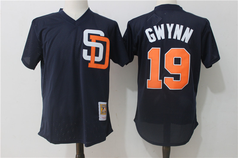 Padres 19 Tony Gwynn Navy Cooperstown Collection Mesh Batting Practice Jersey