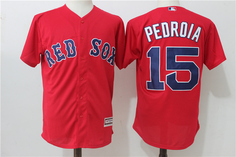 Red Sox 15 Dustin Pedroia Red Cool Base Jersey