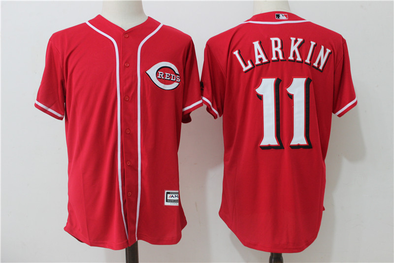 Reds 11 Barry Larkin Red Cool Base Jersey