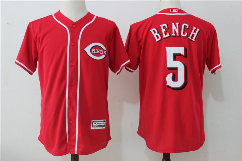Reds 5 Johnny Bench Red Cool Base Jersey