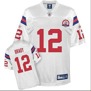 Patriots 12 Tom Brady White With 50th Anniversary Season M&N Jersey