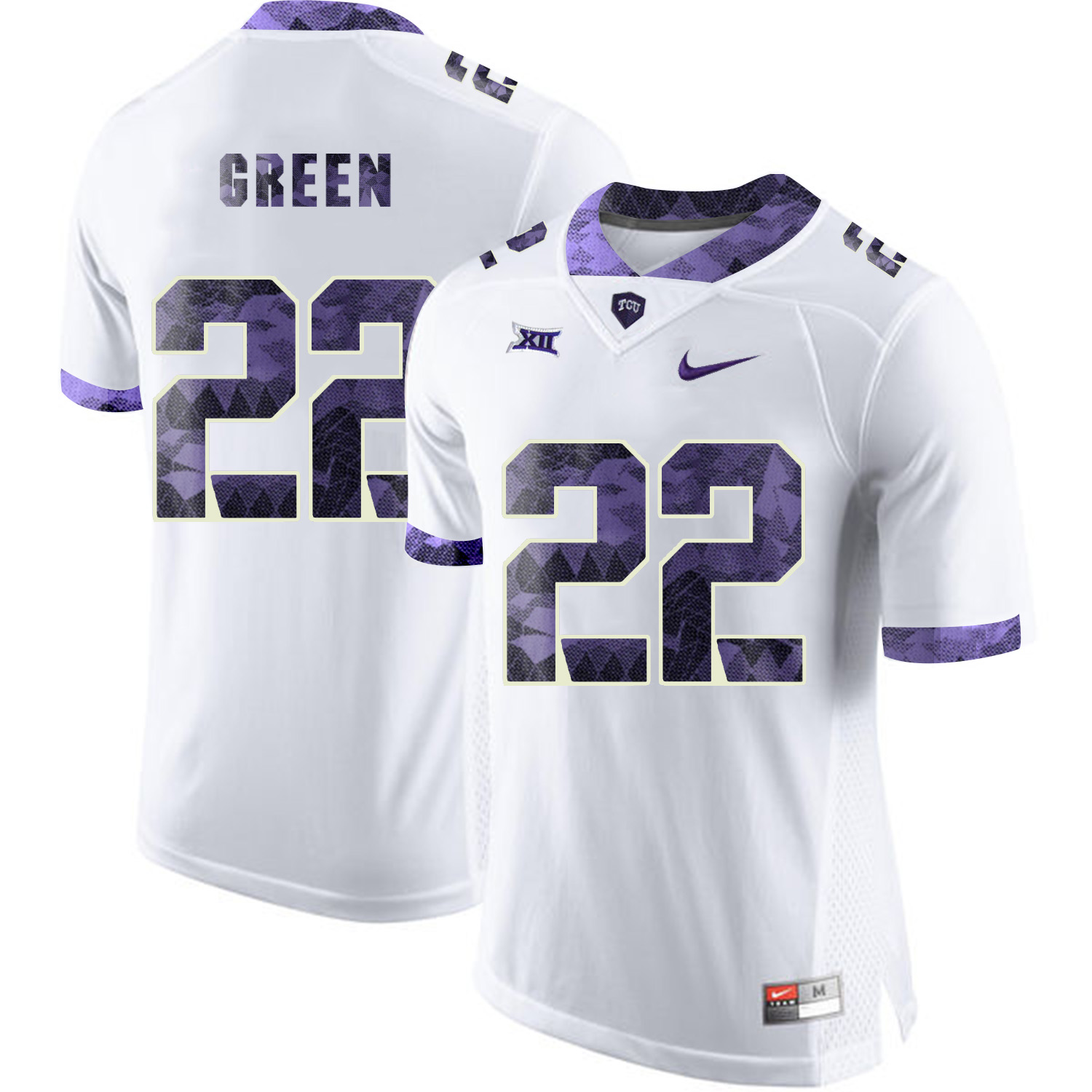 TCU Horned Frogs 22 Aaron Green White Print College Football Limited Jersey