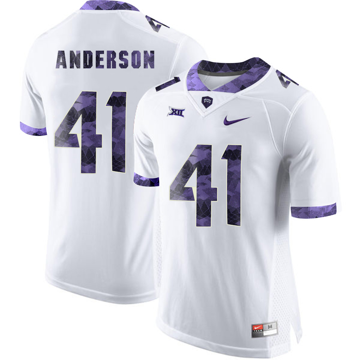 TCU Horned Frogs 41 Jonathan Anderson White Print College Football Limited Jersey
