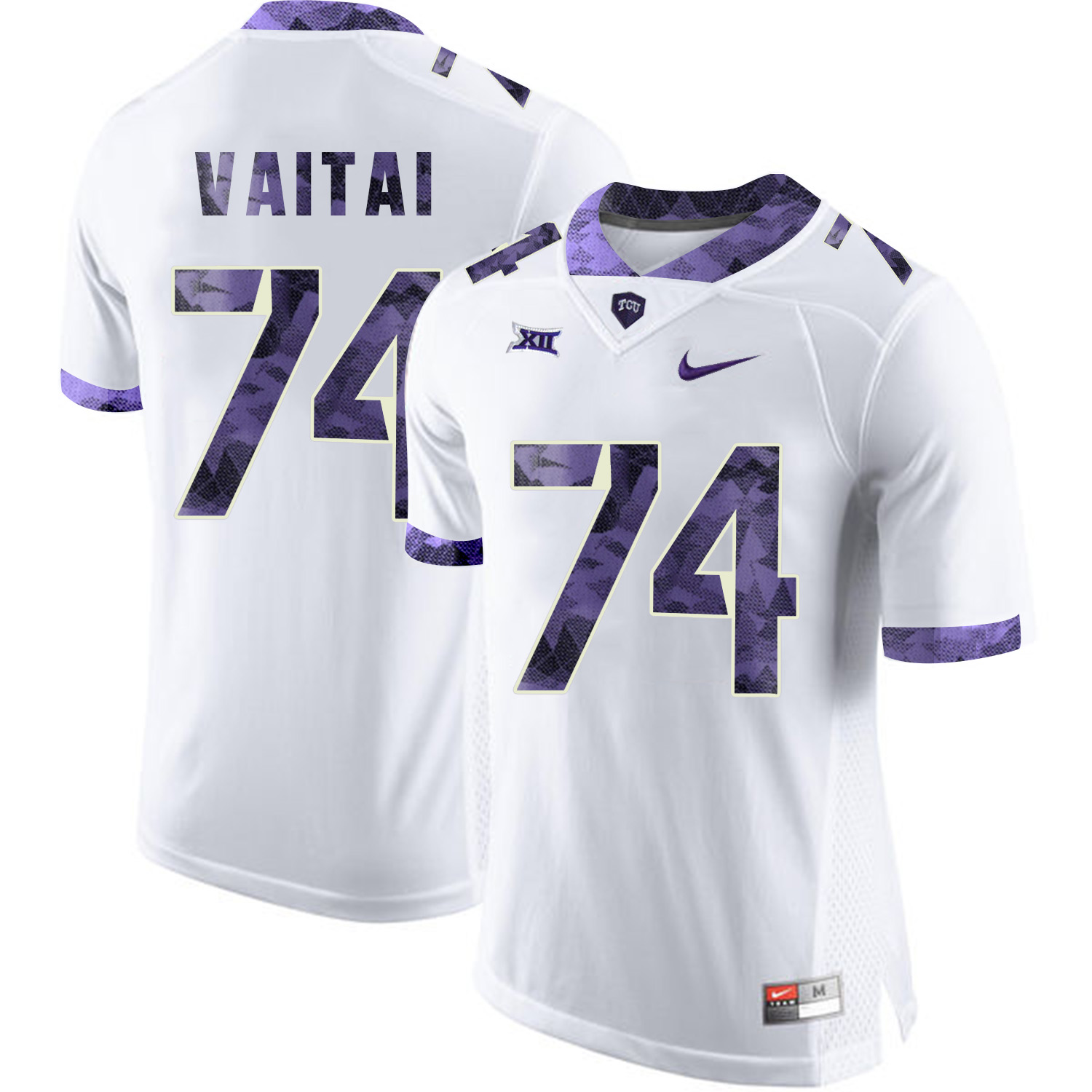 TCU Horned Frogs 74 Halapoulivaati Vaitai White Print College Football Limited Jersey2