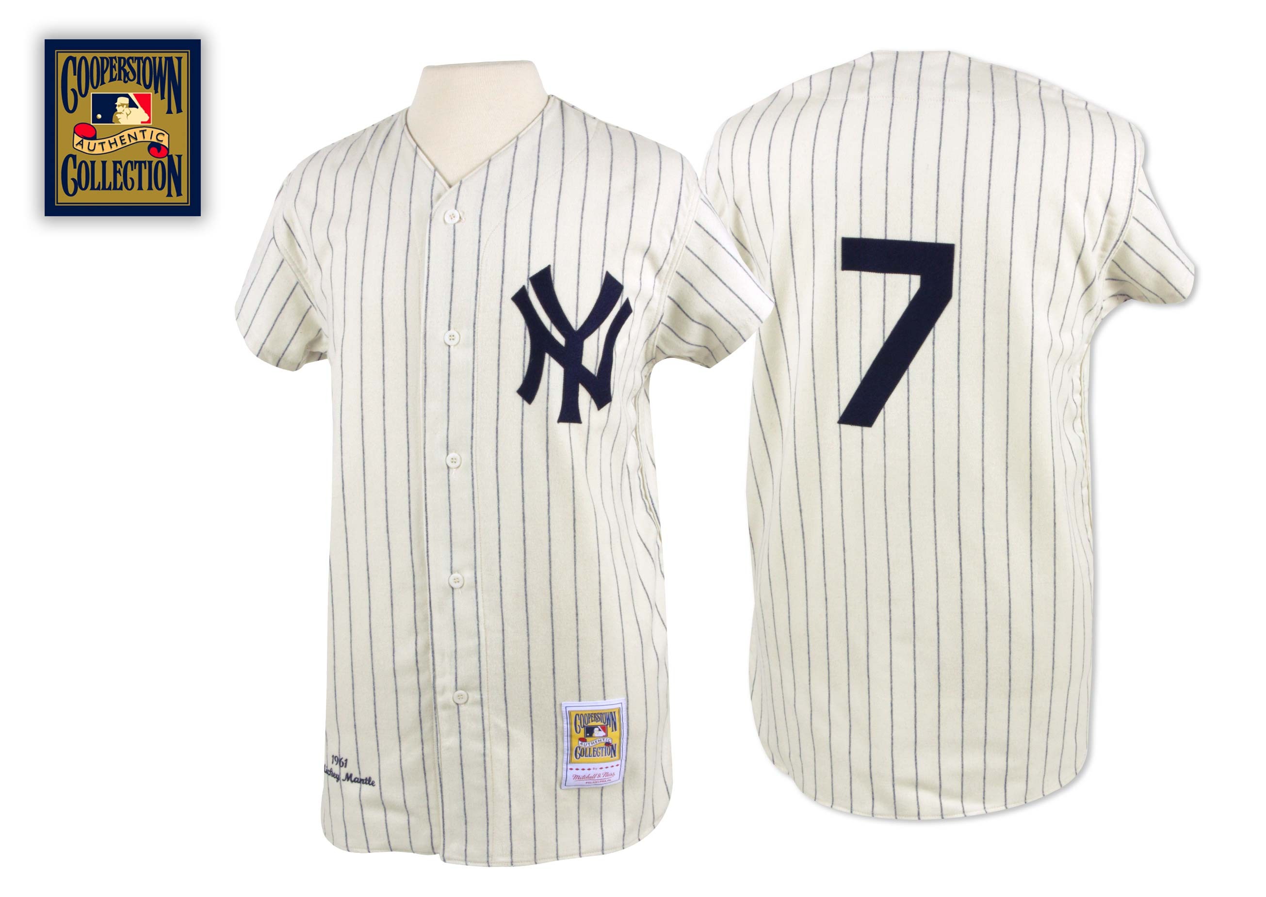 Yankees 7 Mickey Mantle Cream 1961 Cooperstown Collection Mitchell & Ness Jersey