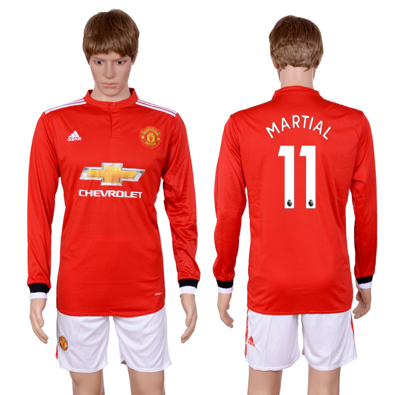 2017-18 Manchester United 11 MARTIAL Home Long Sleeve Soccer Jersey