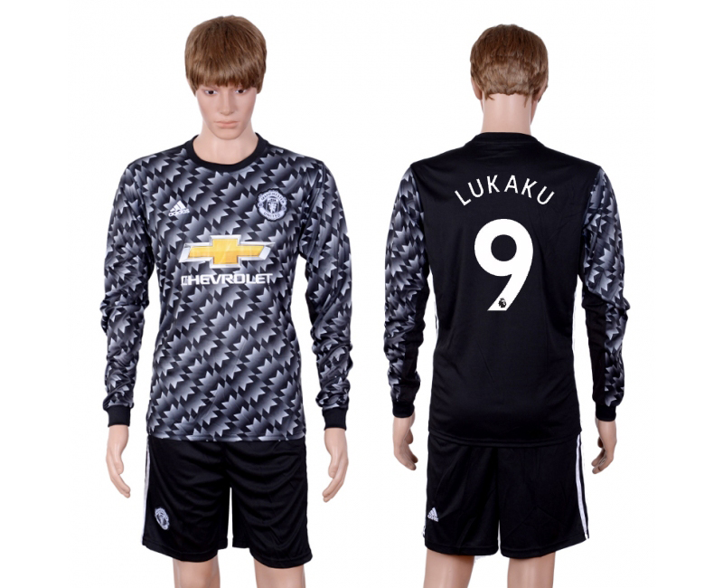 2017-18 Manchester United 9 LUKAKU Away Long Sleeve Soccer Jersey