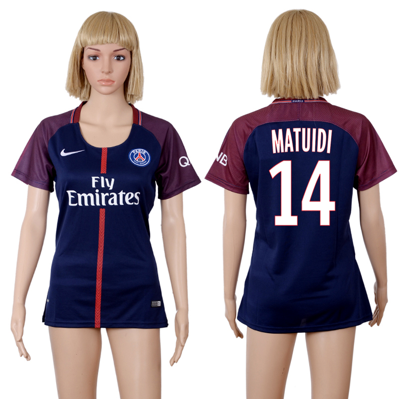 2017-18 Paris Saint-Germain 14 MATUIDI Home Women Soccer Jersey 2017-18 Paris Saint-Germain 14 MATUIDI Home Women Soccer Jersey