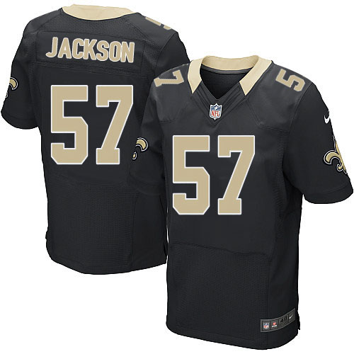 Nike Saints 57 Rickey Jackson Black Elite Jersey