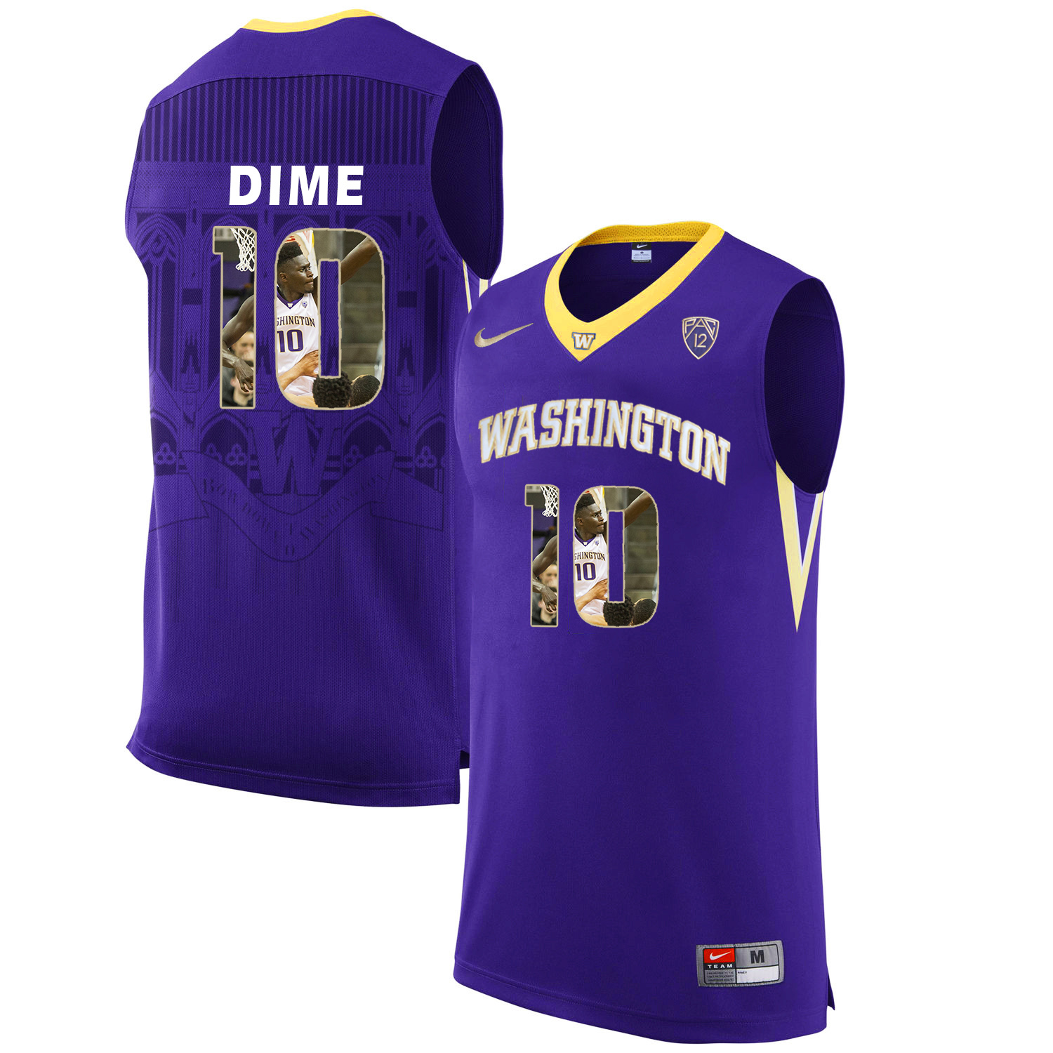 Washington Huskies 10 DIME Purple With Portait College Basketball Jersey