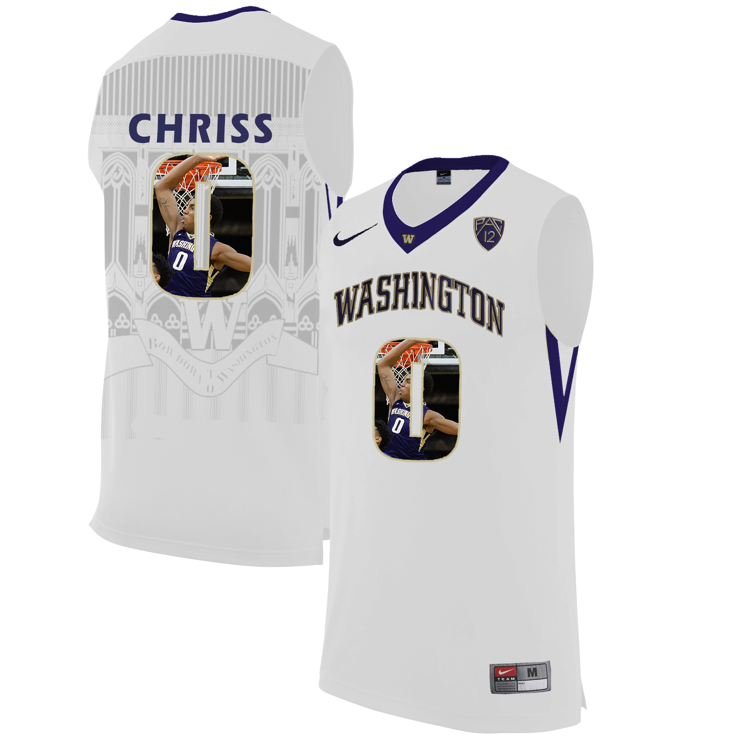 Washington Huskies 10 Marquese Chriss White With Portait College Basketball Jersey