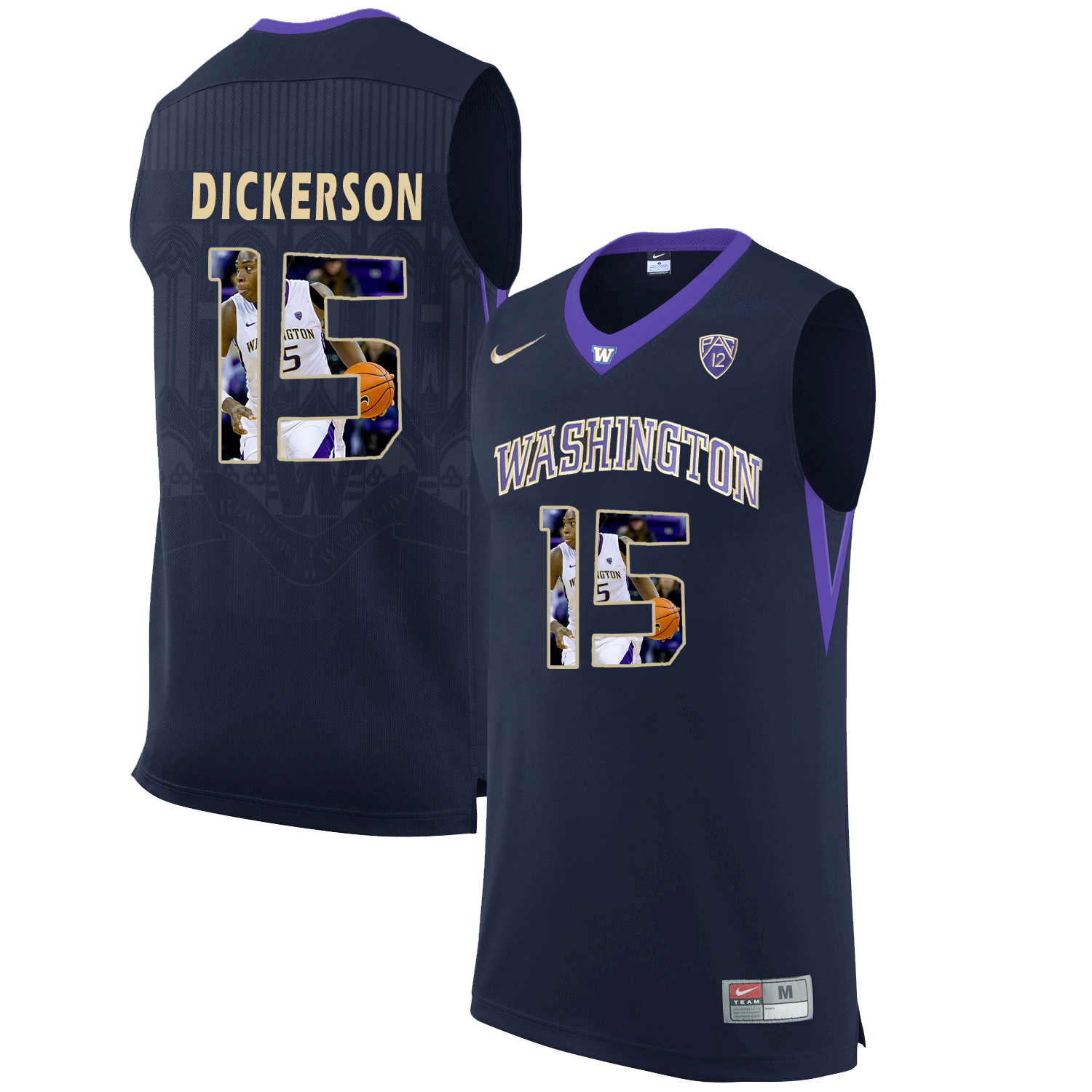 Washington Huskies 15 Noah Dickerson Black With Portait College Basketball Jersey